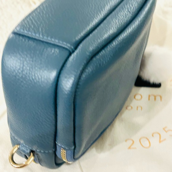 Pom Pom London STEEL BLUE Mayfair/Original w/2 Straps DISCONTINUED COLOR EUC! - Picture 7 of 9